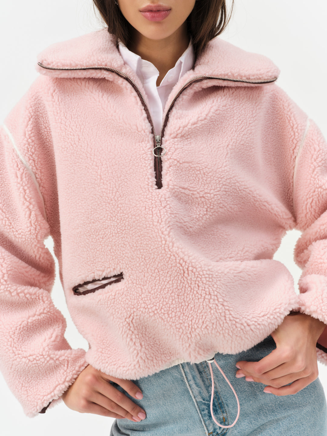 Melody Pullover Sherpa Jacket — Pink