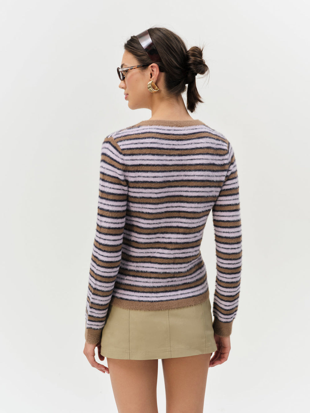 Nora Striped Cardigan — Blue