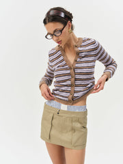 Nora Striped Cardigan — Blue