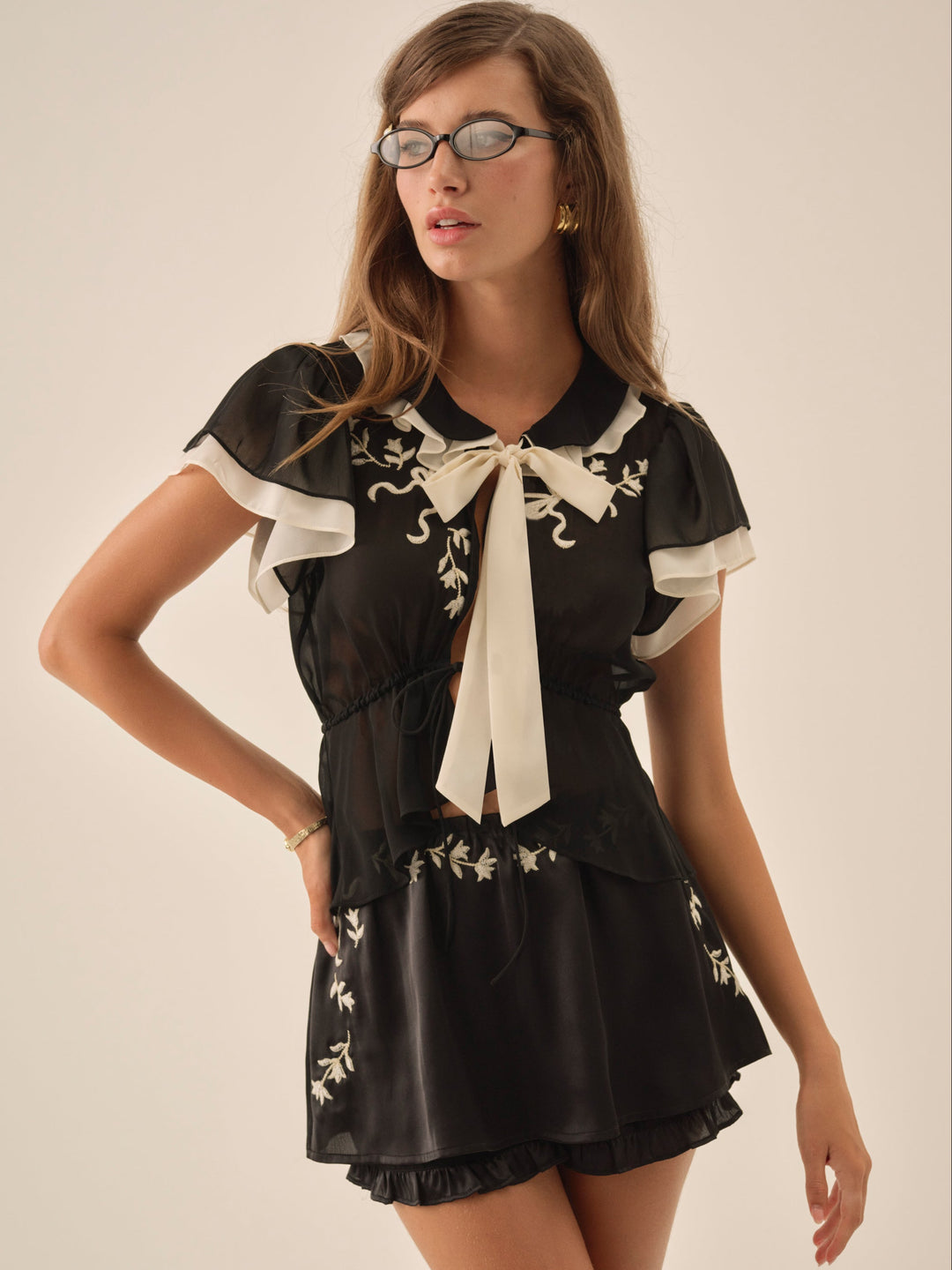 Emmie Chiffon Skort — Black