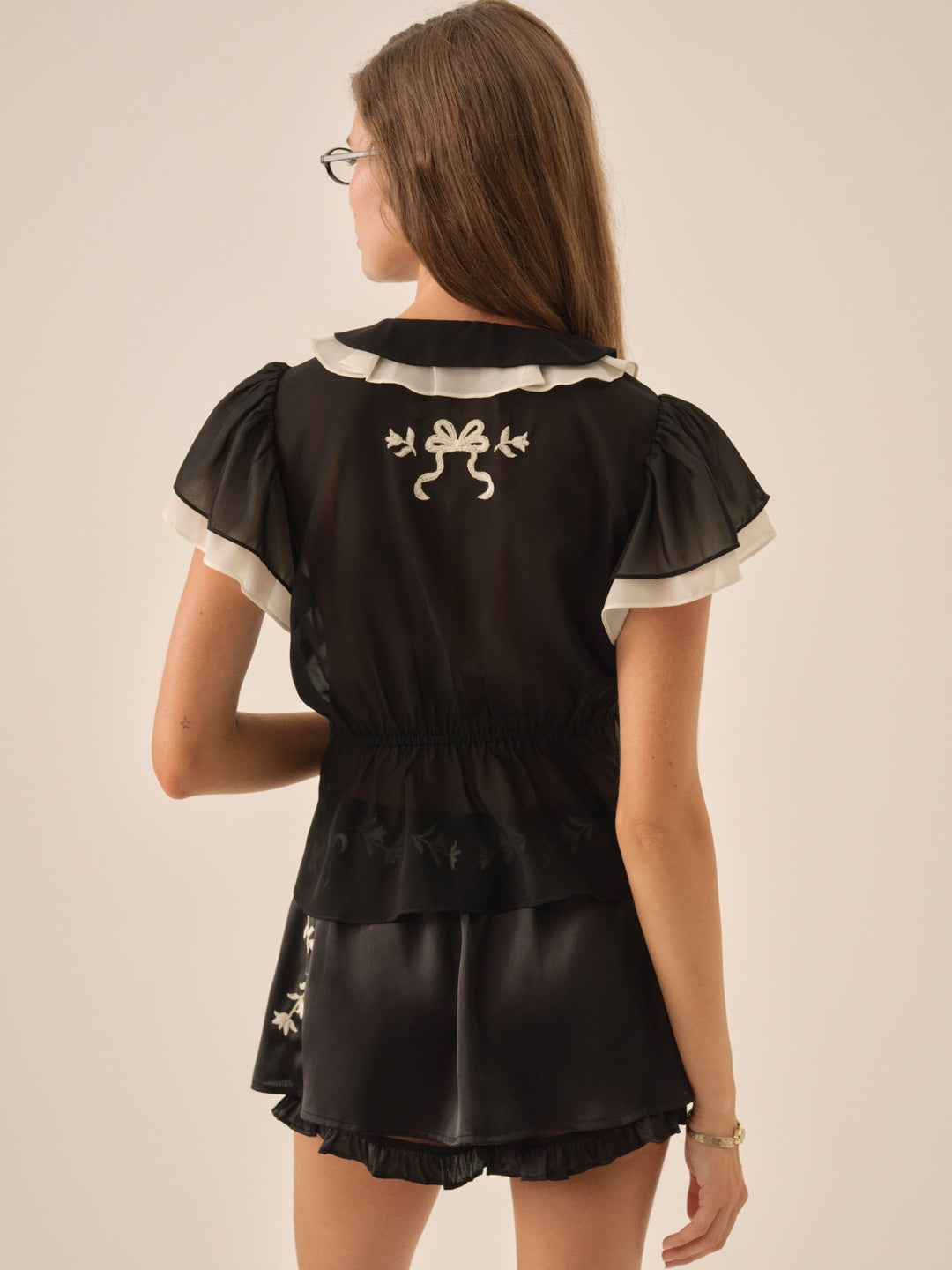 Emmie Chiffon Skort — Black