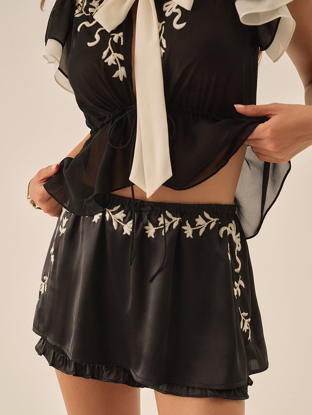 Emmie Chiffon Skort — Black