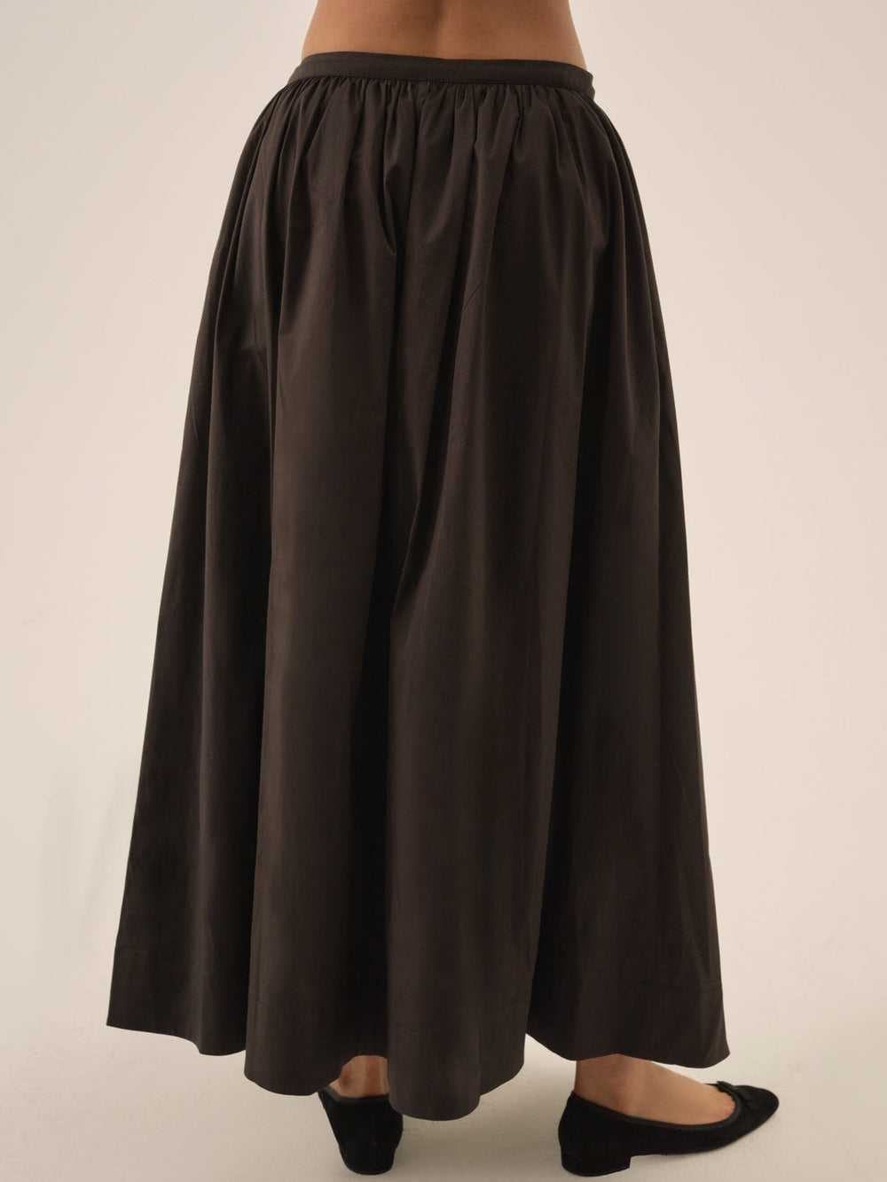 Train Station Poplin Maxi Skirt — Black