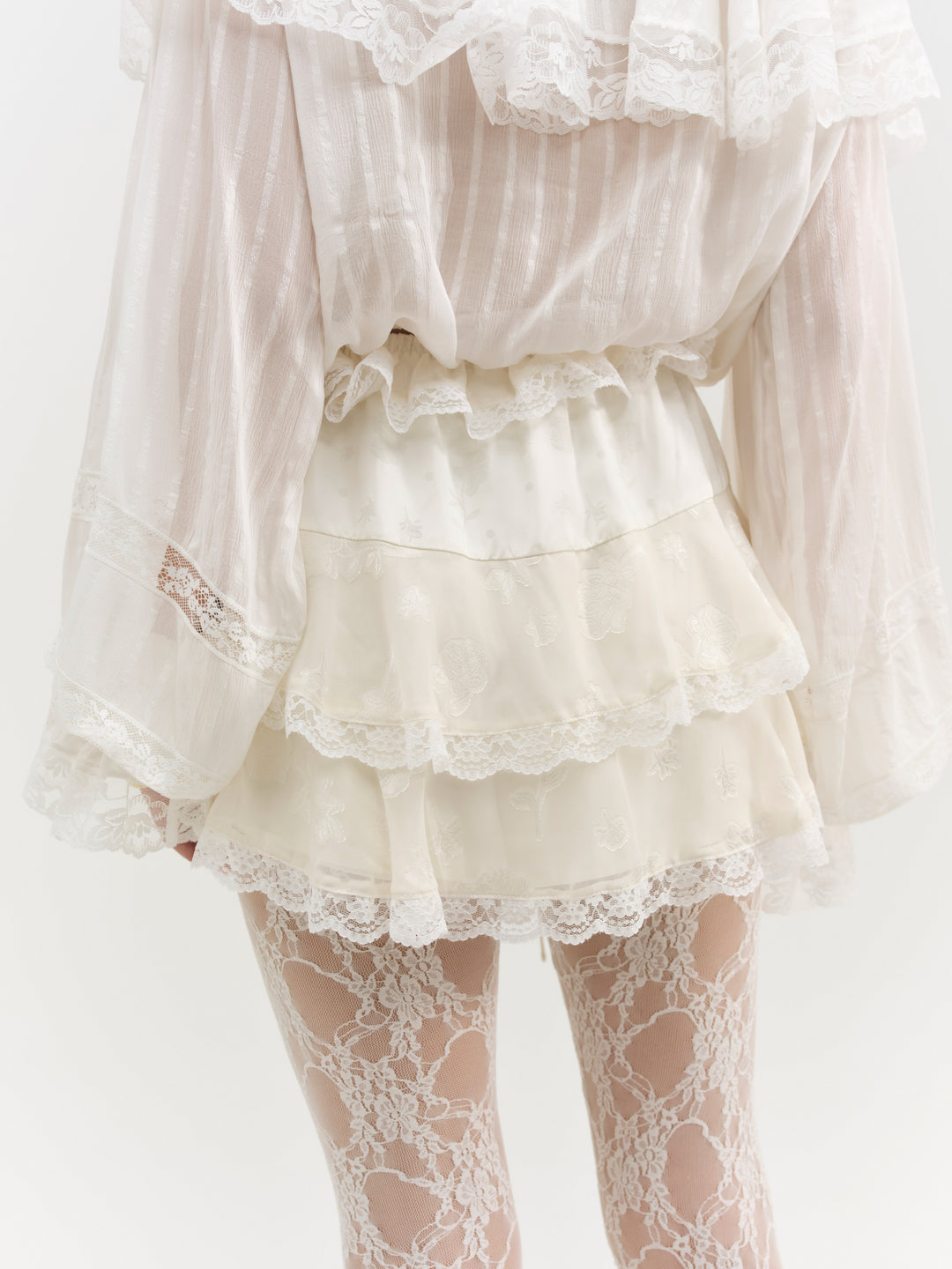 Jeanne Jacquard Mini Skirt — Cream