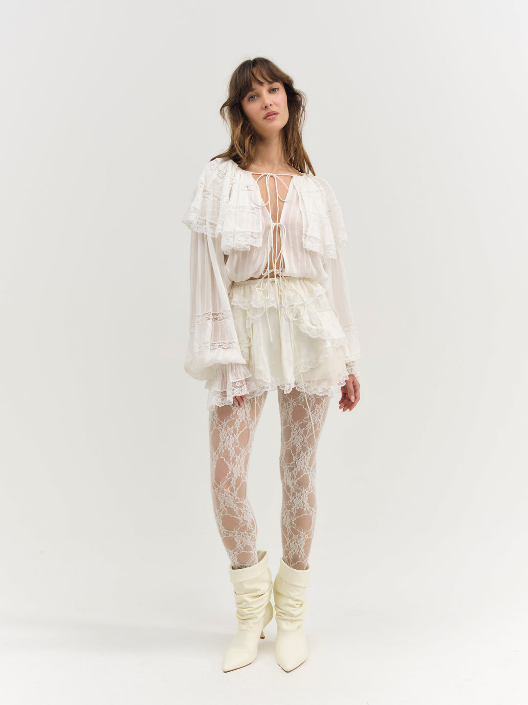 Jeanne Jacquard Mini Skirt — Cream