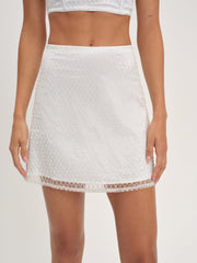 Glitter Grid Mini Skirt — White