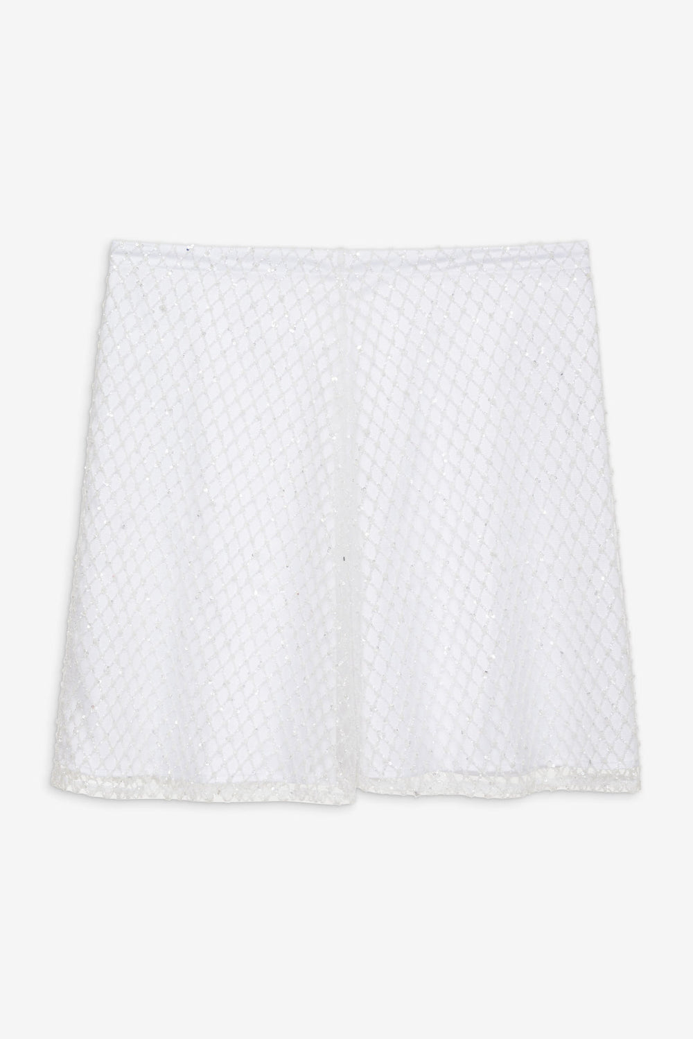 Glitter Grid Mini Skirt — White