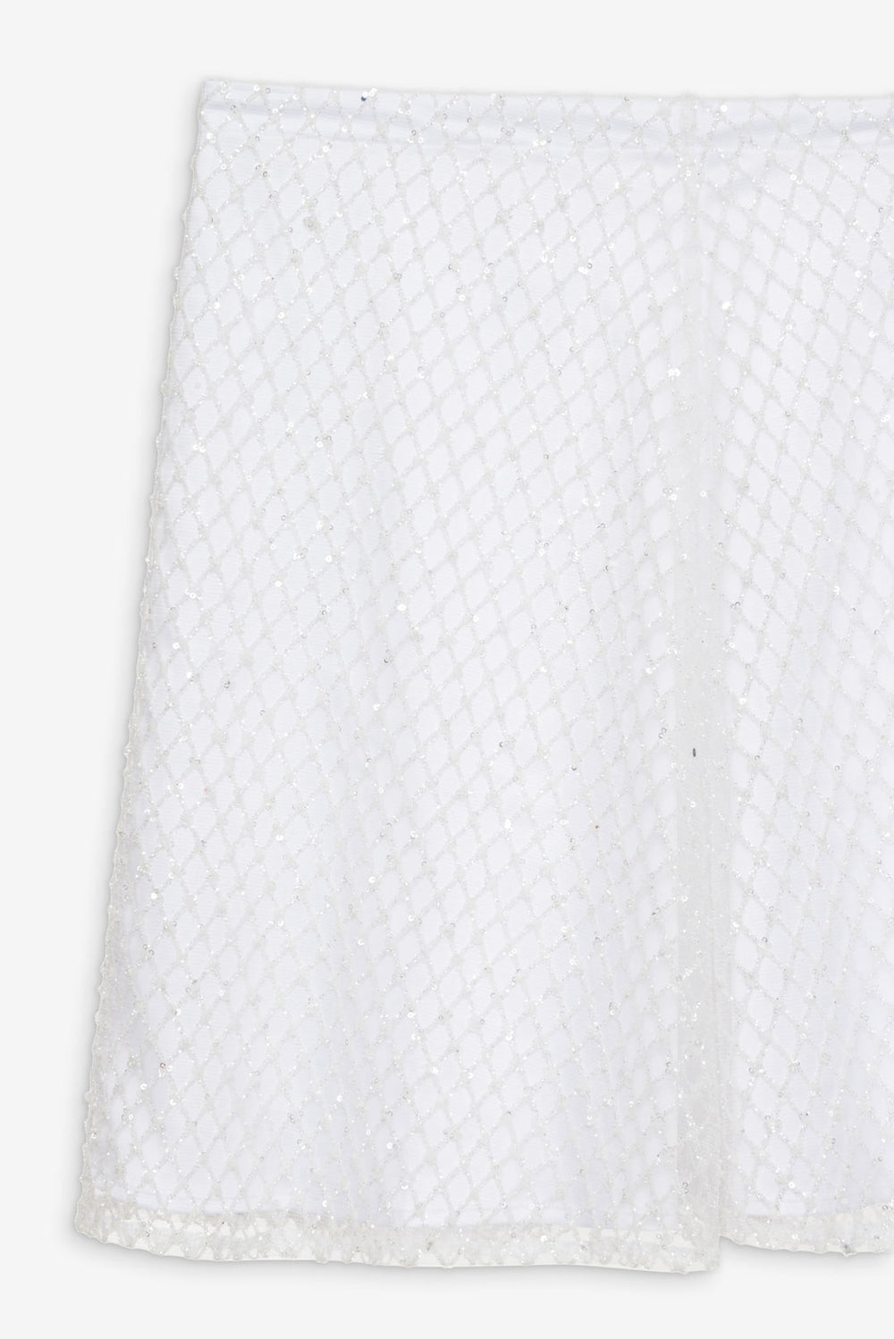 Glitter Grid Mini Skirt — White