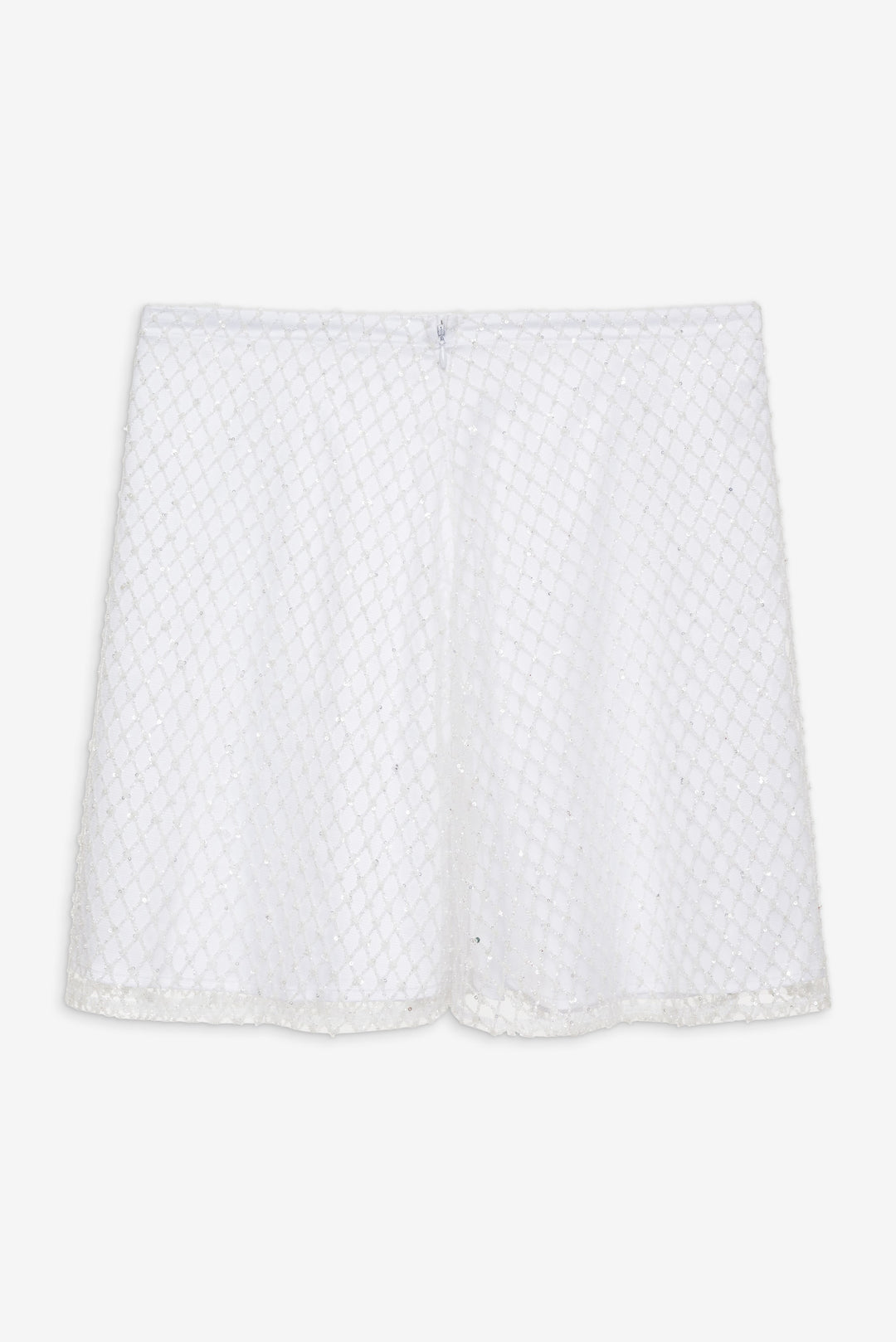Glitter Grid Mini Skirt — White
