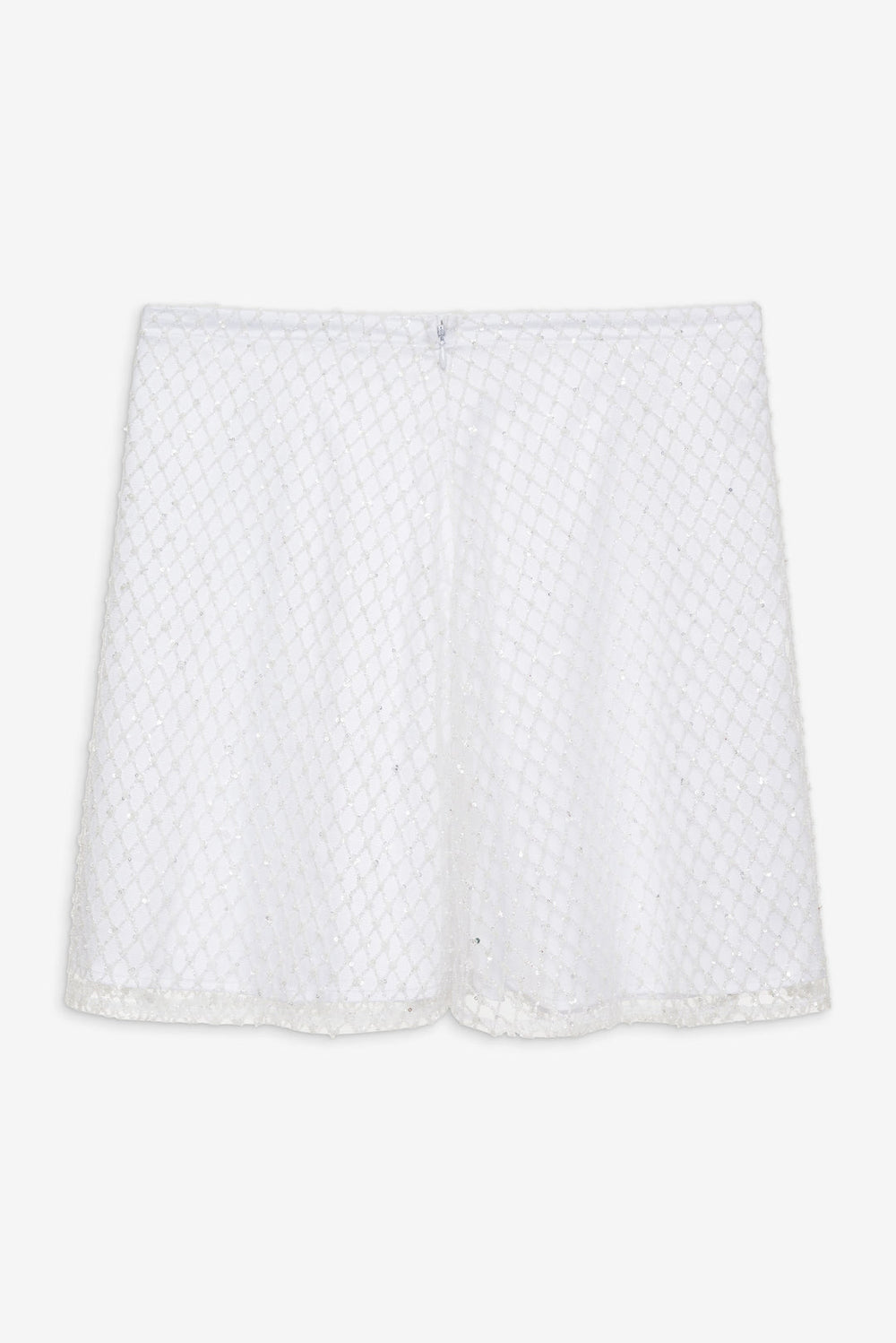 Glitter Grid Mini Skirt — White