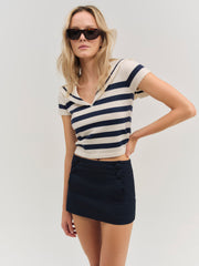 Cotton Twill Micro Skort — Navy