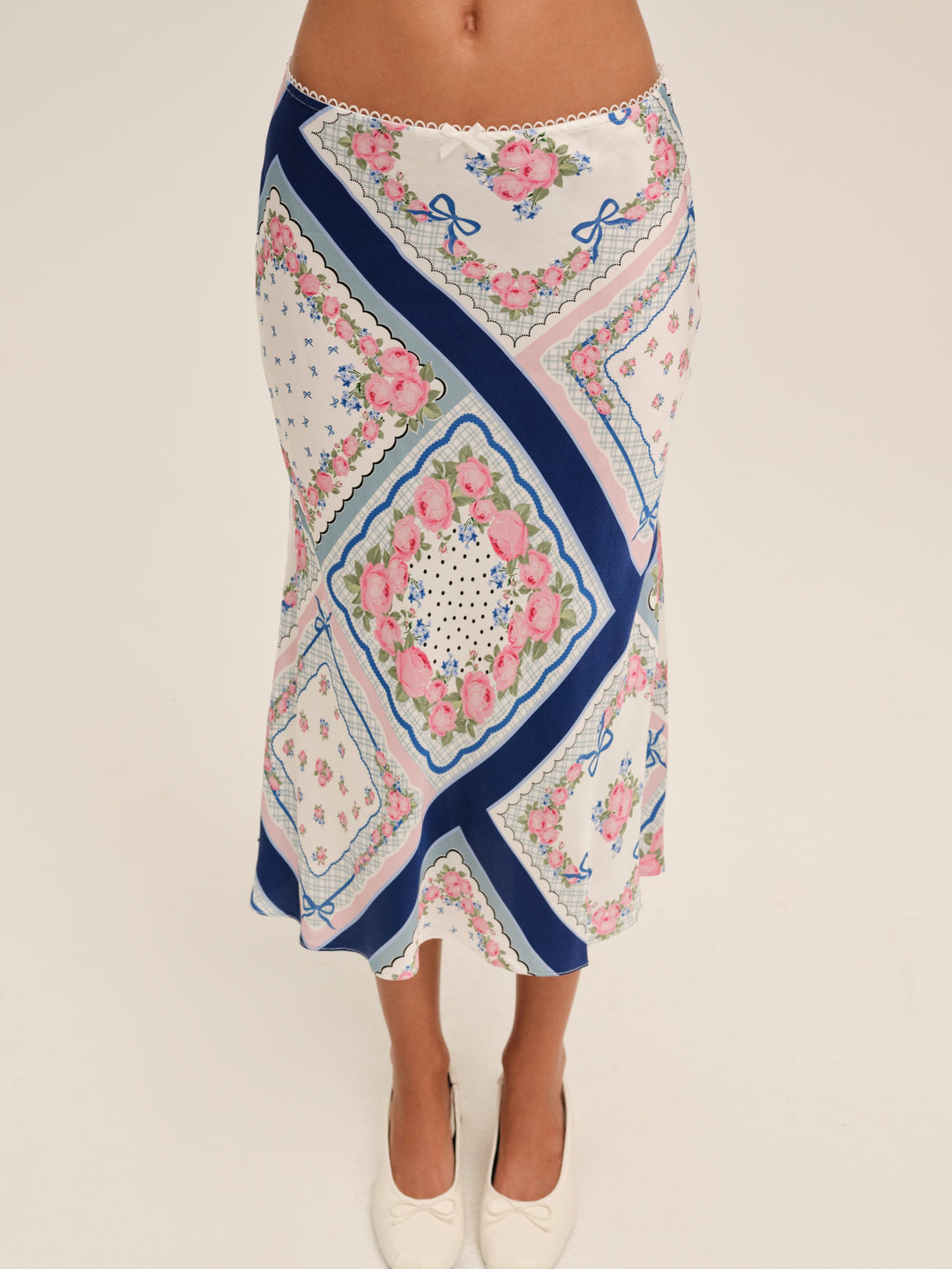 Summer Scarf Midi Skirt — Blue