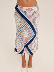 Summer Scarf Midi Skirt — Blue