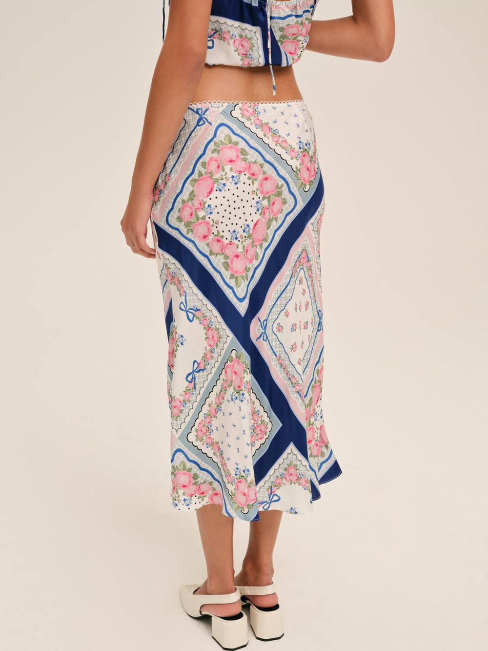 Summer Scarf Midi Skirt — Blue