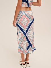 Summer Scarf Midi Skirt — Blue
