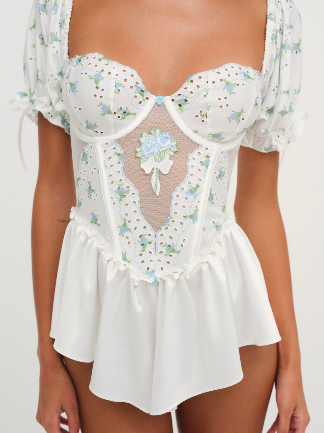 Budding Blossom Sleep Romper — White