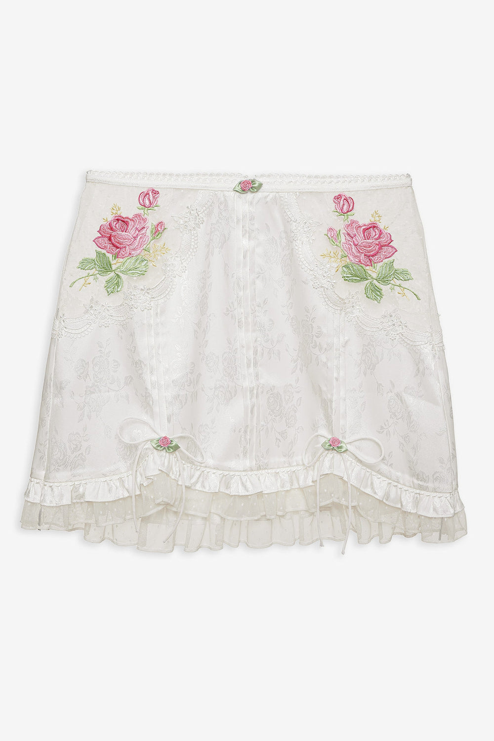 Heirloom Rose Slip Skirt — White