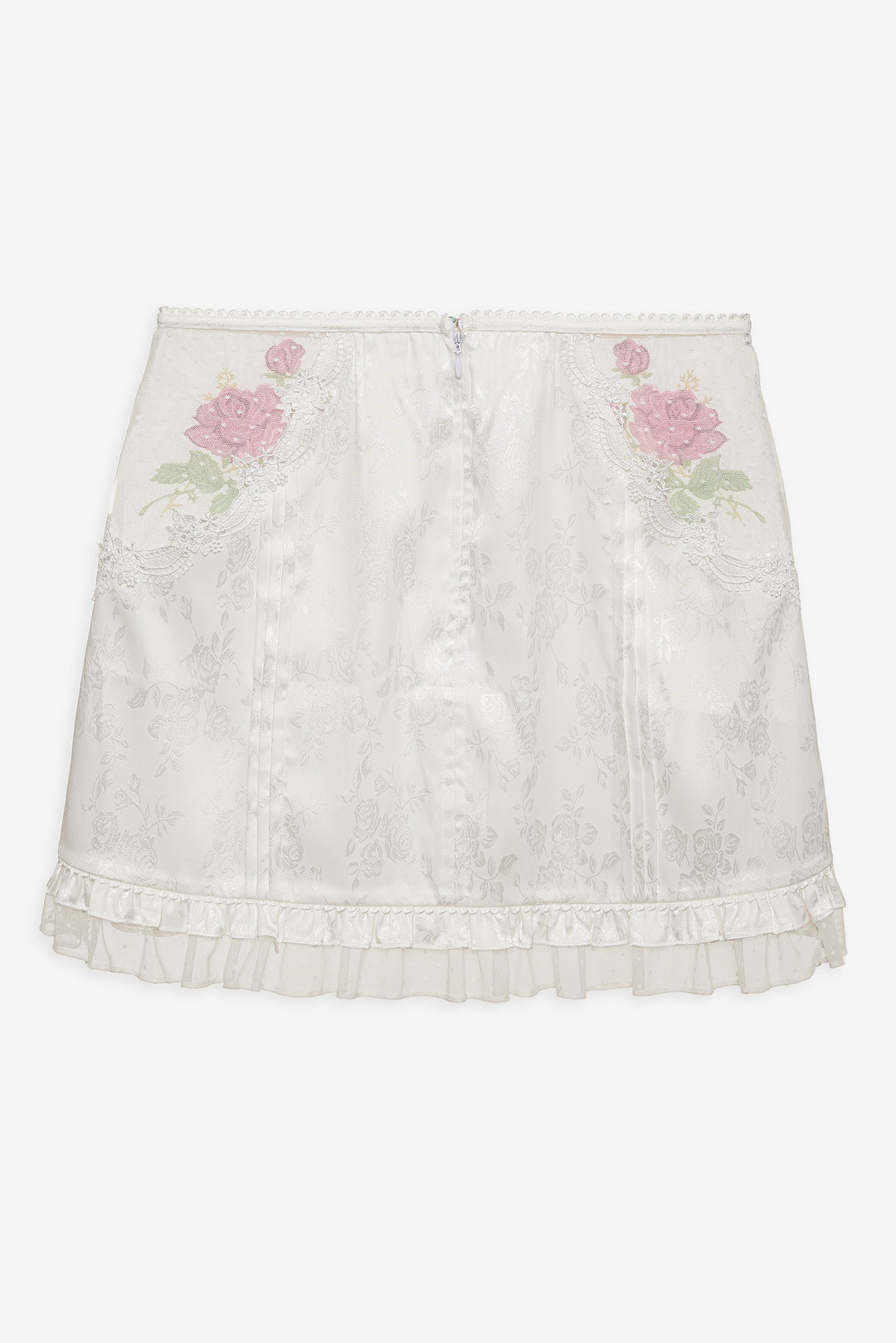 Heirloom Rose Slip Skirt — White
