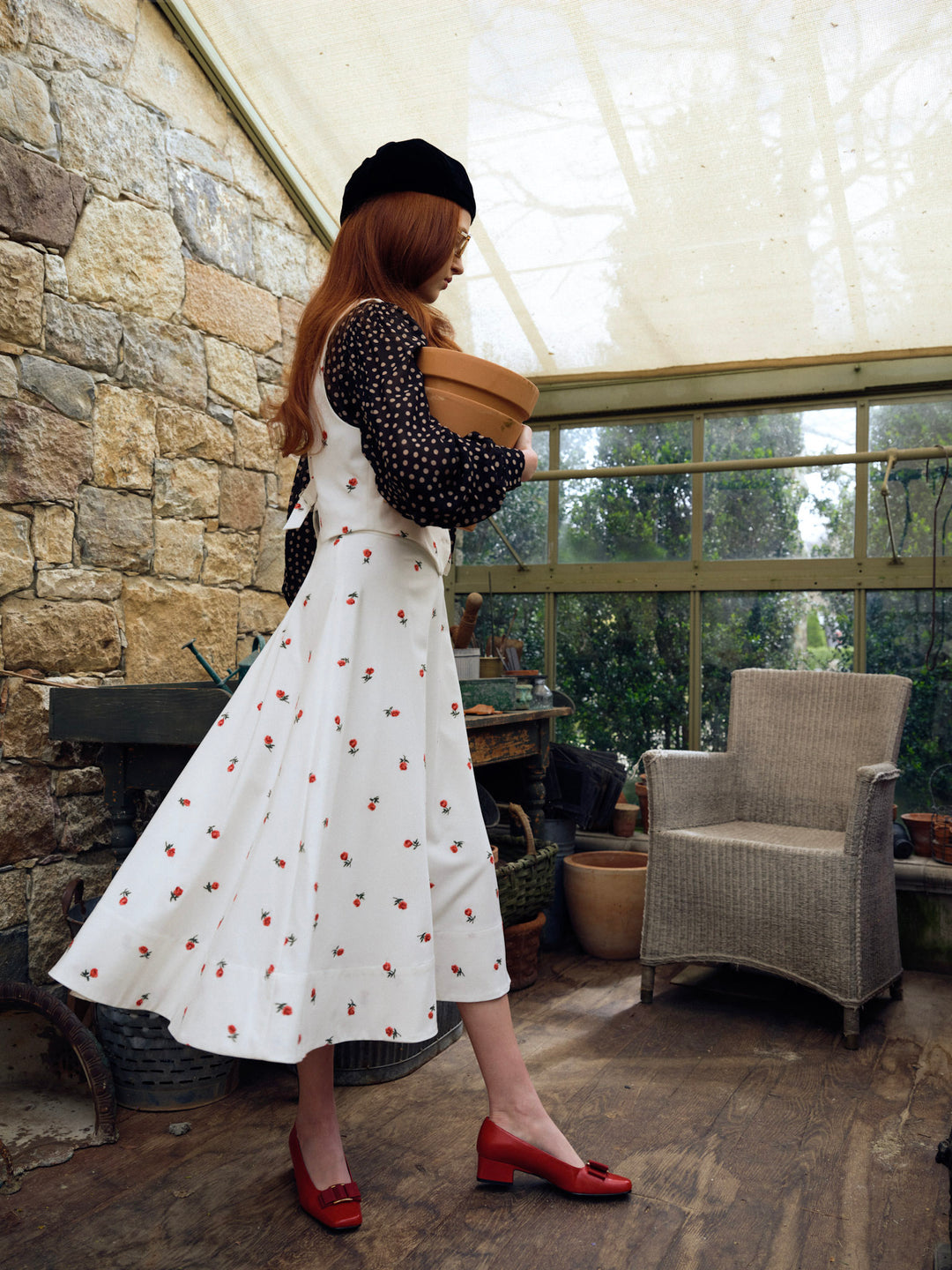 Talia Midi Skirt — Cream