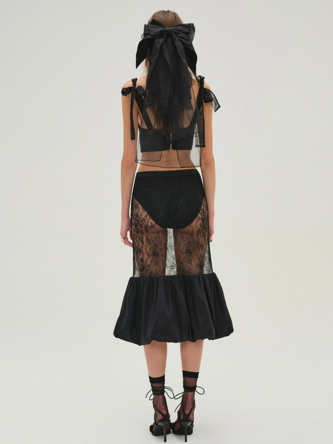 Sugarplum Lace Midi Skirt — Black