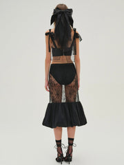 Sugarplum Lace Midi Skirt — Black