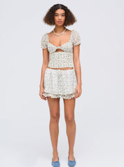 Chateau Mini Skirt — Blue