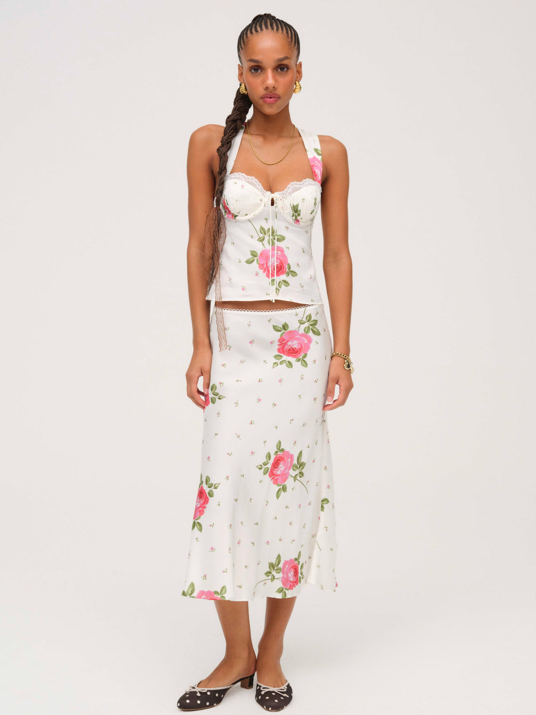 Rosebud Midi Skirt — White