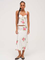 Rosebud Midi Skirt — White