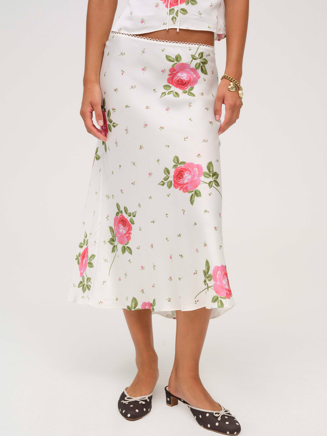 Rosebud Midi Skirt — White