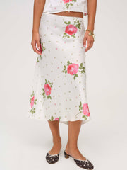Rosebud Midi Skirt — White