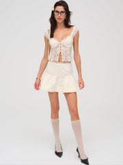 Doily Lace Mini Skirt — Cream