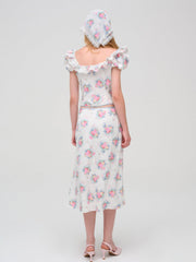 Doily Bouquet Midi Skirt — White