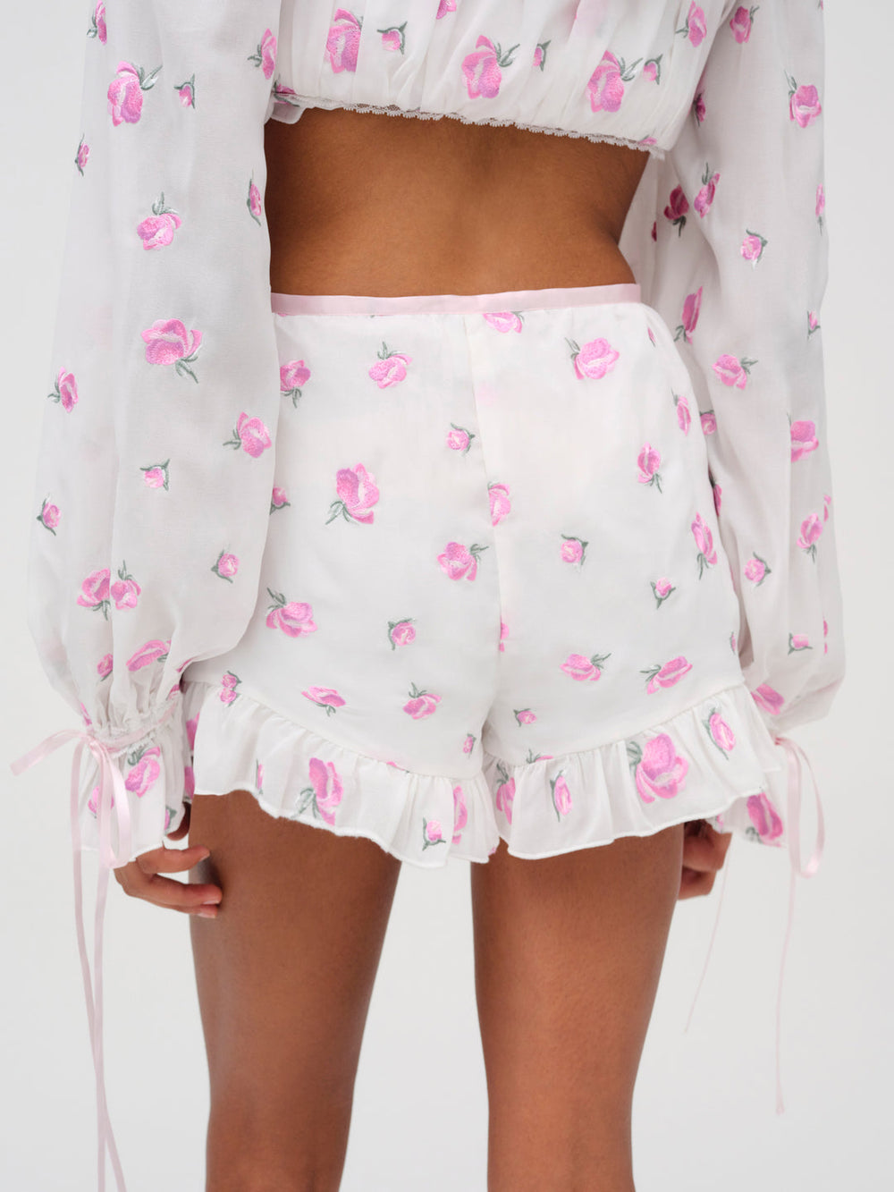 Fiona Floral Short — White