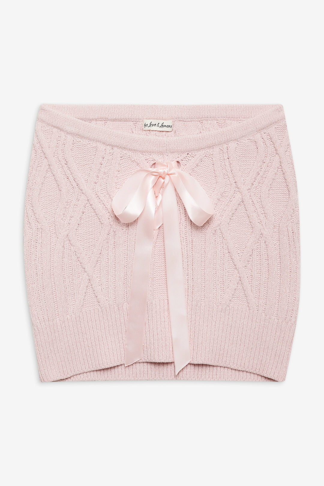 Chenille Cable Knit Mini Skirt — Pink