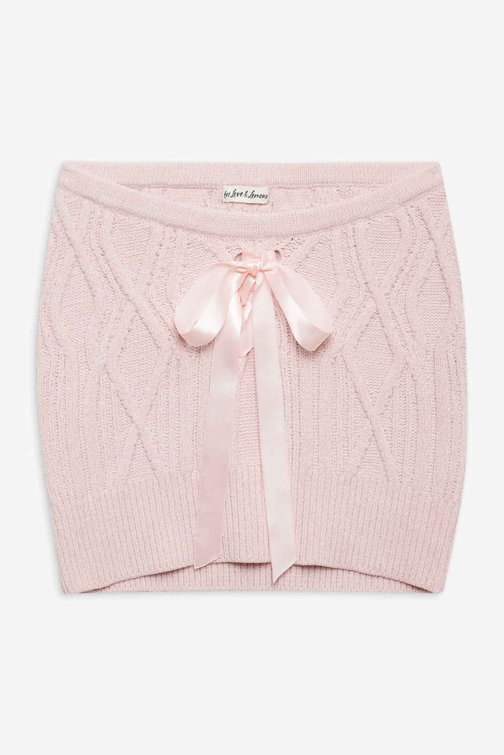 Chenille Cable Knit Mini Skirt — Pink