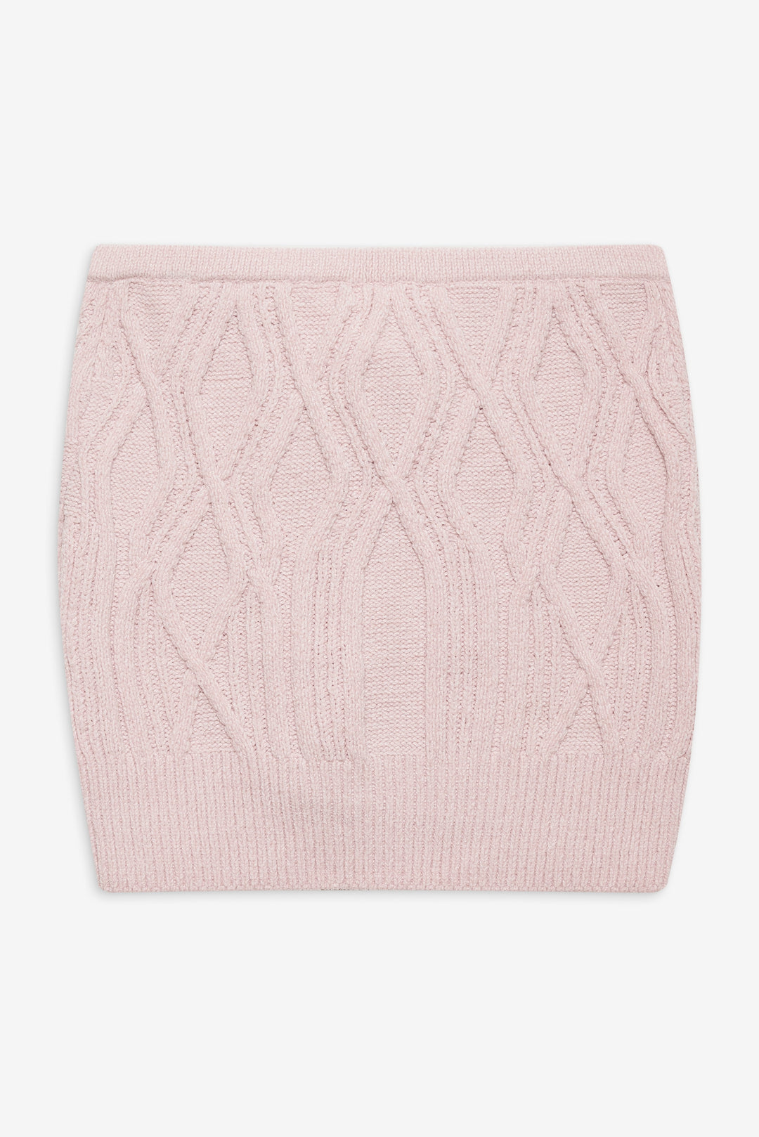 Chenille Cable Knit Mini Skirt — Pink