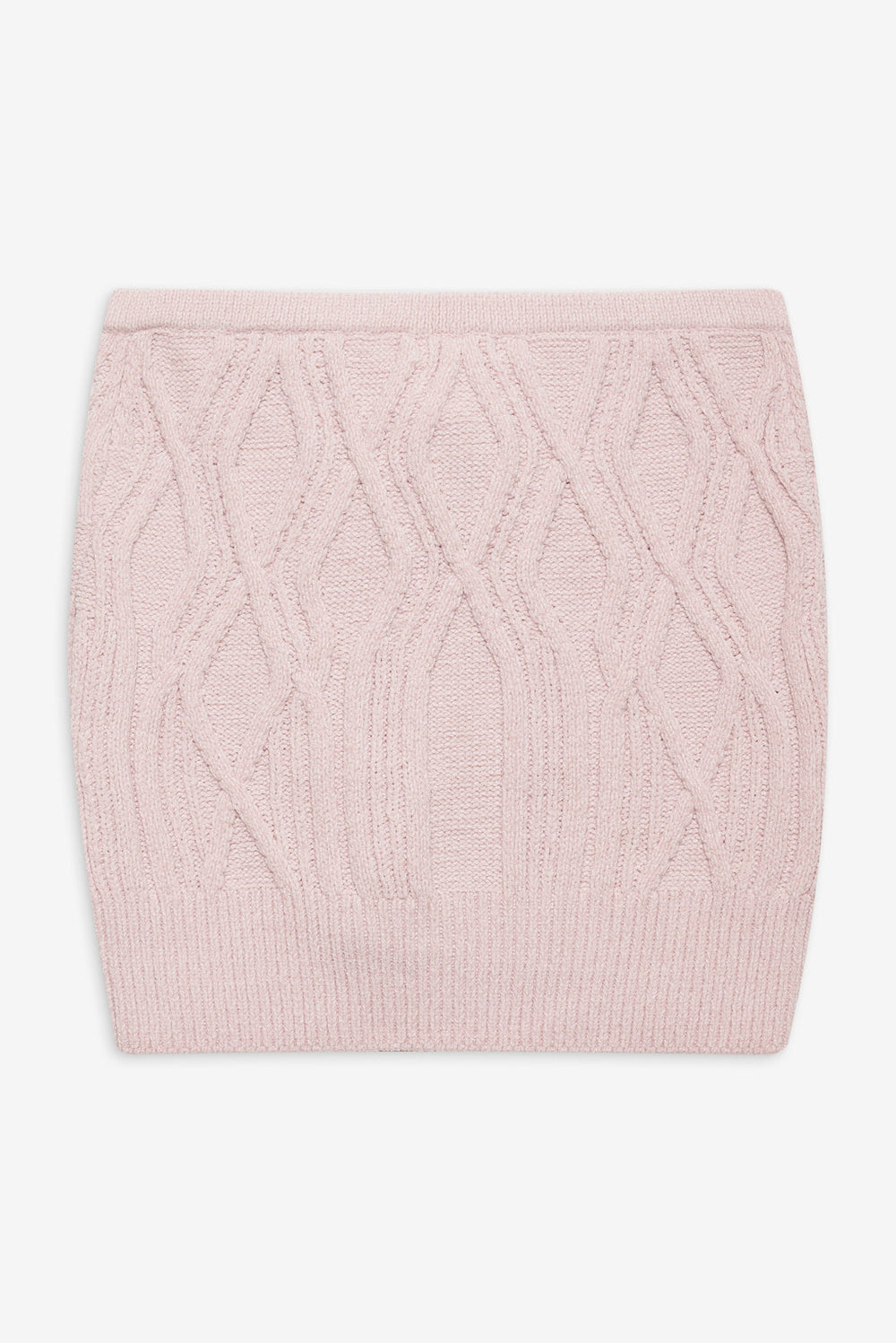 Chenille Cable Knit Mini Skirt — Pink