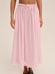 Ginny Gingham Midi Skirt — Pink