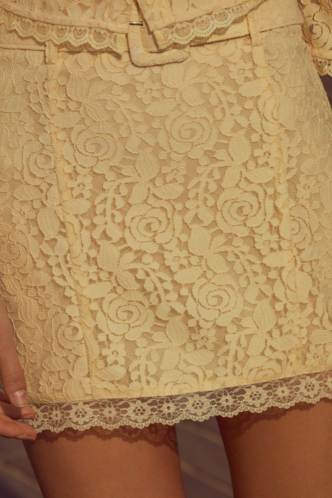 Lucy Lace Mini Skirt — Buttercream