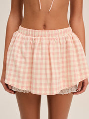 Petal Gingham Skort — Peach
