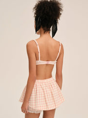Petal Gingham Skort — Peach