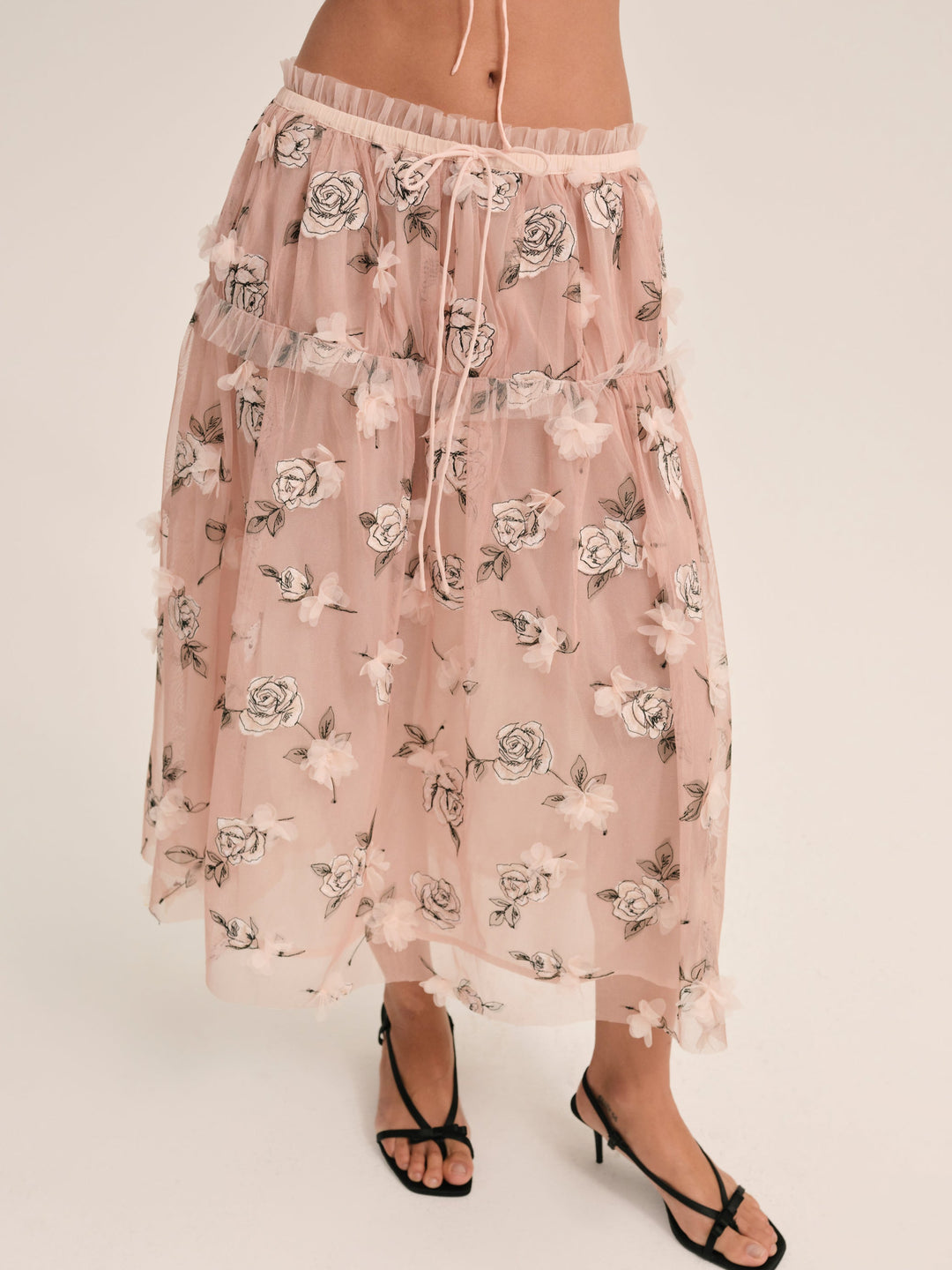 Blushing Rose Midi Skirt — Blush