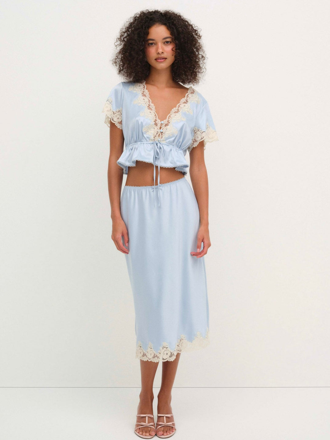 Sweetheart Midi Skirt — Dusty Blue