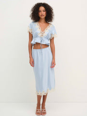 Sweetheart Midi Skirt — Dusty Blue