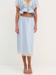 Sweetheart Midi Skirt — Dusty Blue