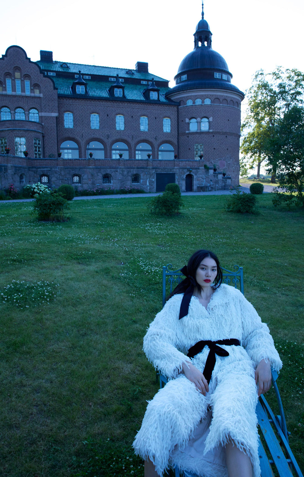 Ruffle Faux Feather Coat — Cream