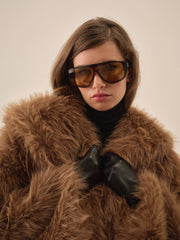 Warm Honey Faux Fur Jacket — Brown