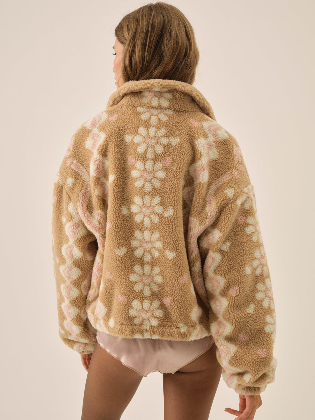 Betty Sherpa Zip Up — Pink