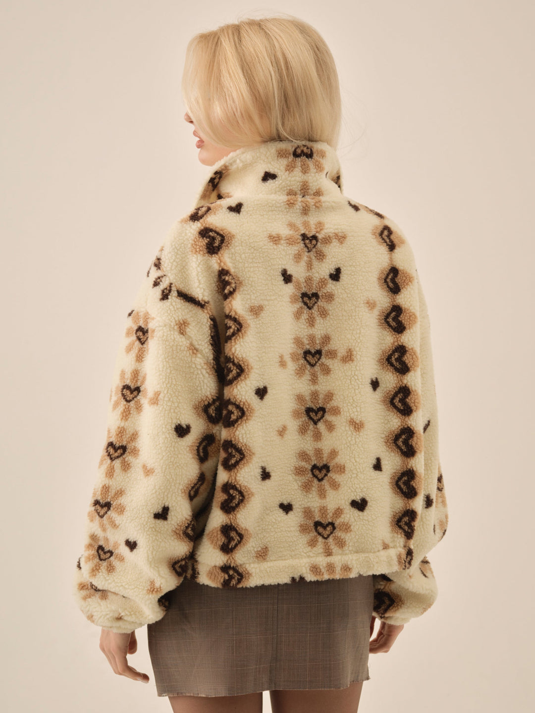 Betty Sherpa Zip Up — Brown