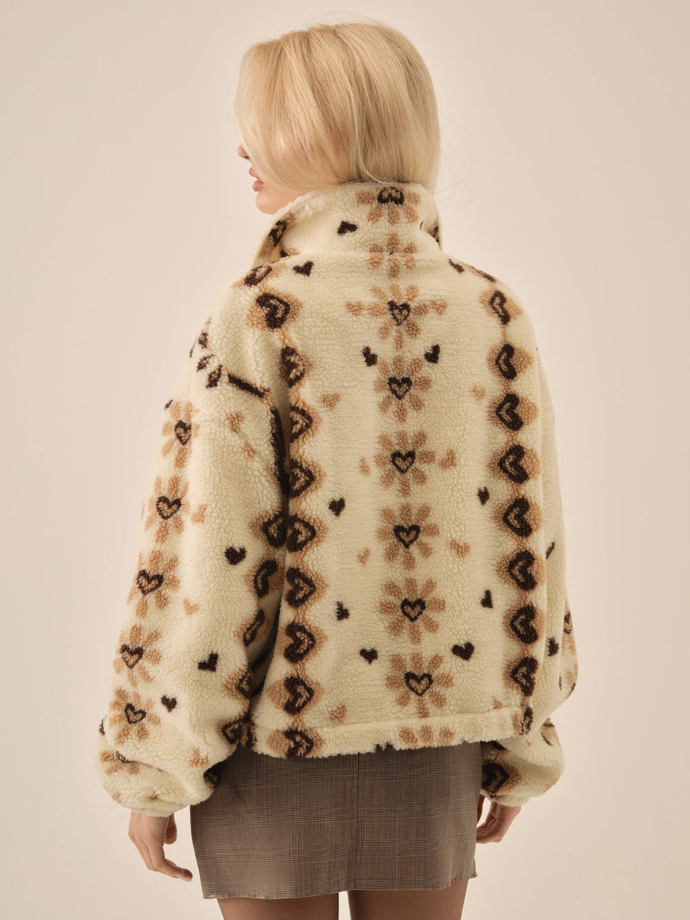 Betty Sherpa Zip Up — Brown